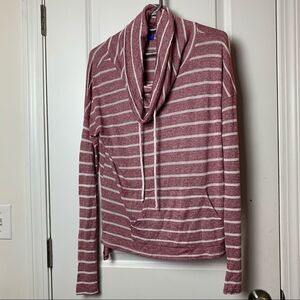 City Streets Scoop Neck Drawstring Striped Sweater